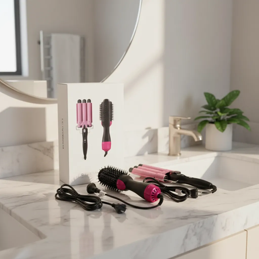 Cepillo Secador Modelador de Pelo 1200w + Buclera Triple 47w (peluqueria)