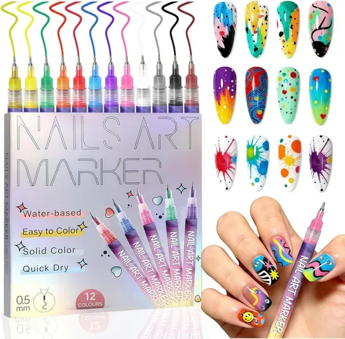 Set de Marcadores 0,5mm para Diseño de Uñas x 12u