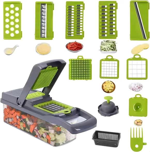Mandolina Rallador Manual Cortador Verduras Acero 16pcs