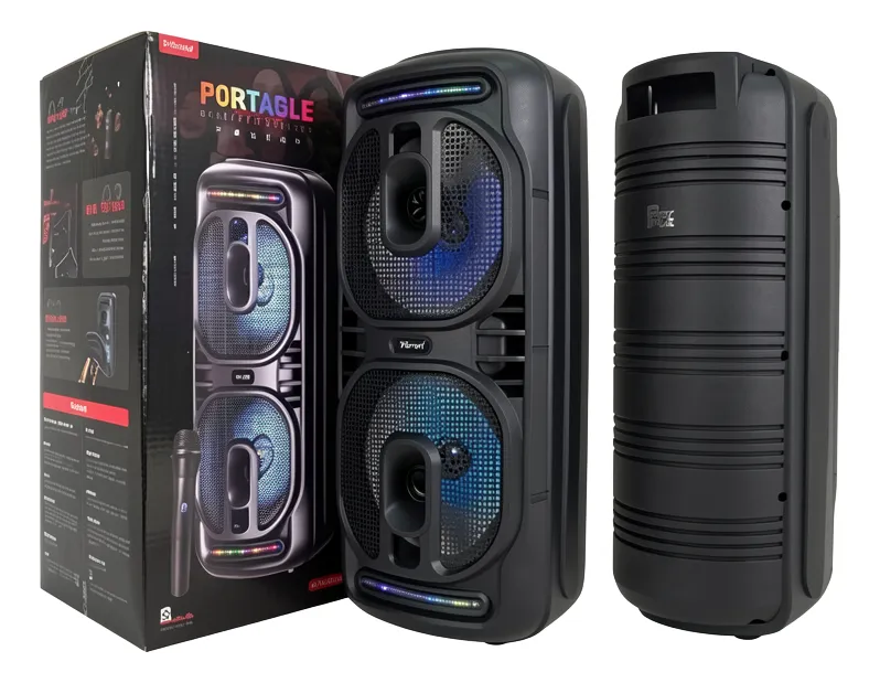 Parlante Portatil 8"x2 BT Karaoke con Microfono Micro Sd Usb Aux FM KTS-2466 (58x25x20cm)