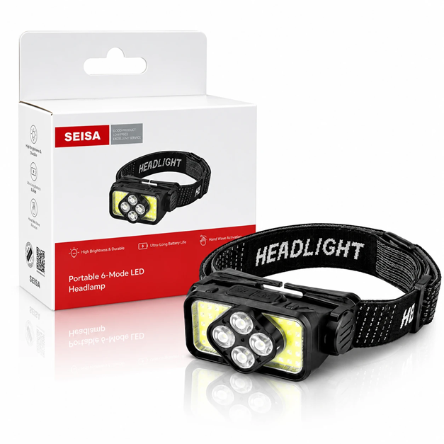Linterna Minera Recargable Led Cob Blanco y Rojo (6 modos) Seisa KQ-K363