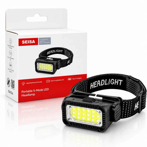 Linterna Minera Recargable Led Cob Blanco y Rojo (5 modos) Seisa KQ-K371