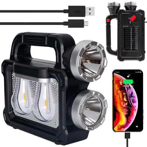 Linterna de Camping Recargable con Bateria Solar Power Bank HNB-7718