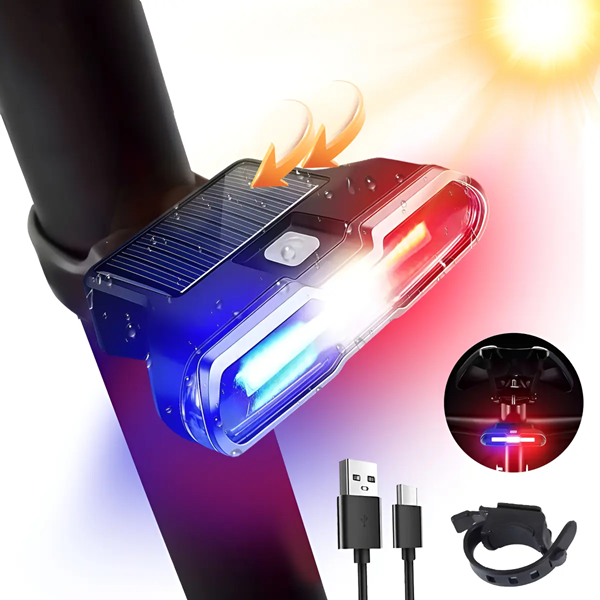 Luz de Bici Solar Trasera 7 modos (3 colores) D-06707