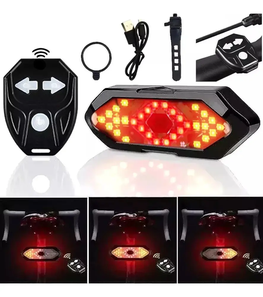 Luz de Bici Trasera Recargable con Indicador de Griro y Control FY-1820