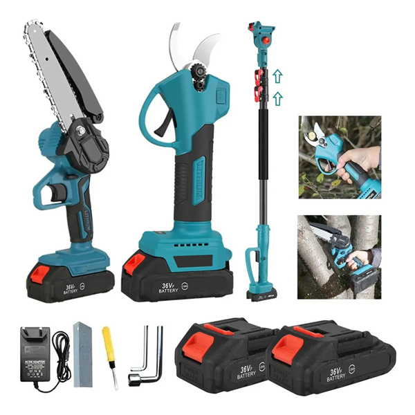 Motosierra Tijera de Podar con 2 Baterias y Brazo Extensor 36v