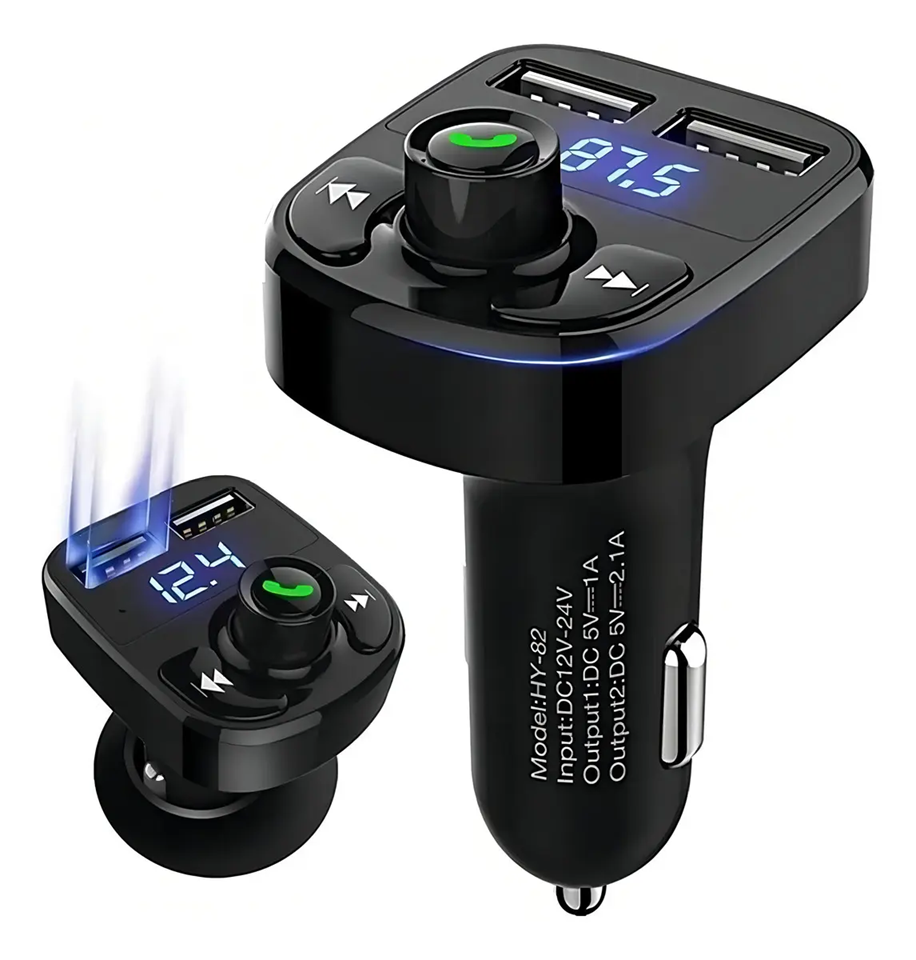 Transmisor FM BT y Cargador 2 usb 12/24v 3.1A X8