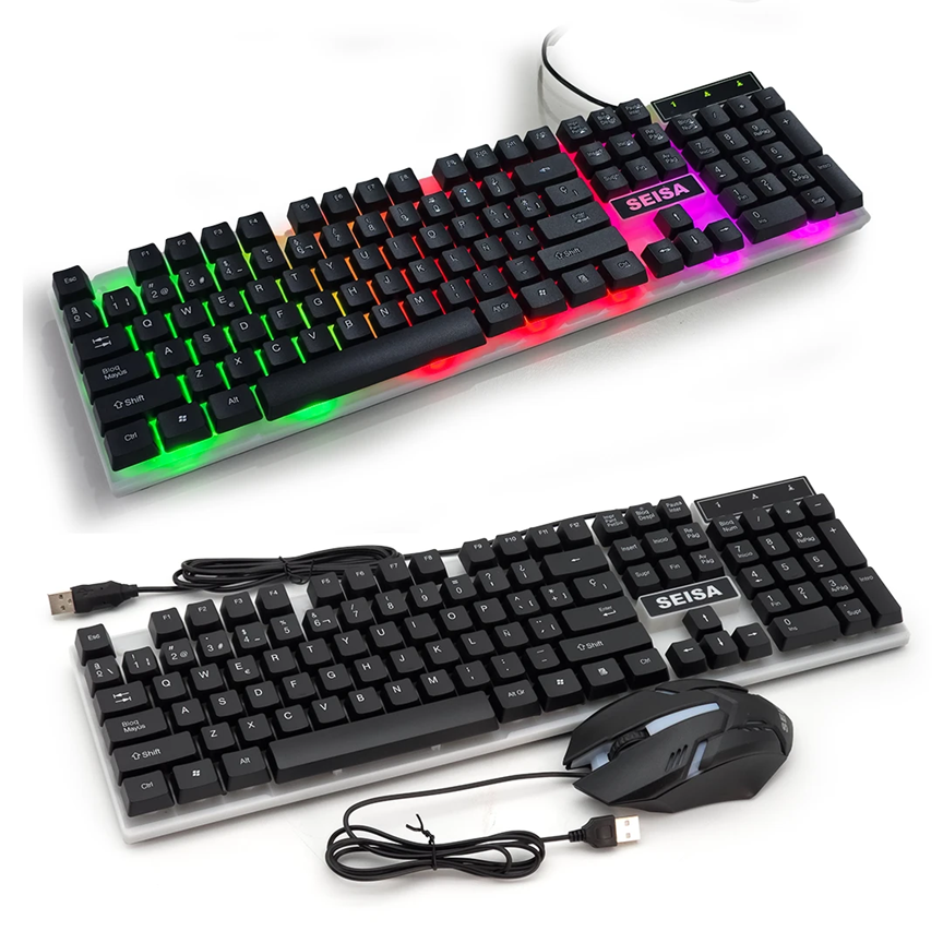 Kit Teclado Mouse Usb Gamer Retroiluminado Seisa CMK-208