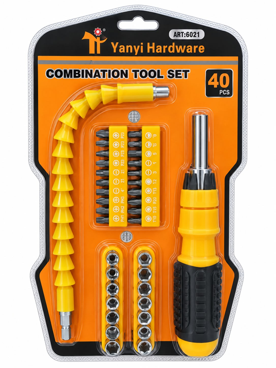 Kit Destornillador Flexible con Puntas Destornilladores y Tubos 40pcs