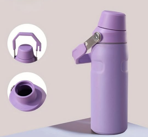 Botella Termica Doble Tapa con Manija 1000ml (Lila)