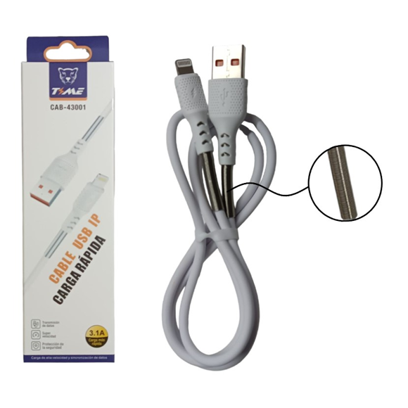 Cable de Datos Carga Rapida 3.1A Lightning Time Reforzado