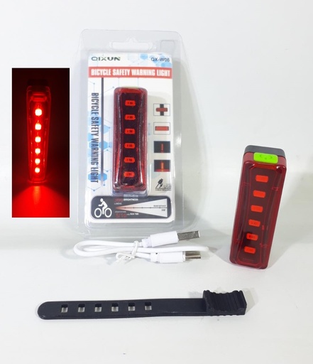 [6931542121042 400604] Luz Bicicleta Led Usb Recargable Trasera w06