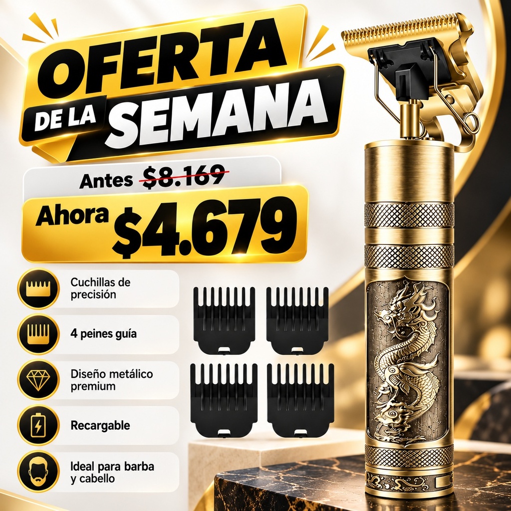 [260639 6978221505878 1503158848573] Corta Pelo Inalambrica Recargable Vintage Trimmer  T9