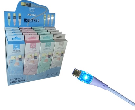 [0723540566132 CAB-41043] Cable de Datos Carga Rapida 3.1A Tipo C Time Cordon con Luz
