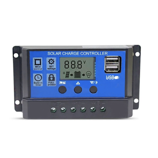 [1232] Regulador PWM 12/24V x 20A con Display y cargador USB