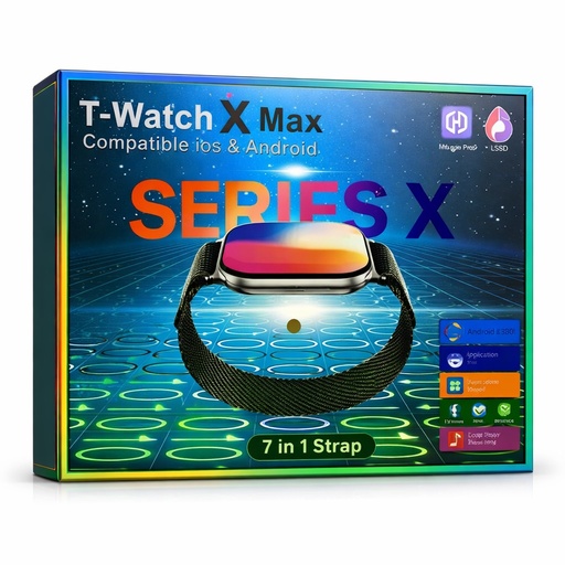 [504170] Reloj Inteligente Smartwatch Monitor Cardiaco Deporte 7 en 1 T-Watch X Max