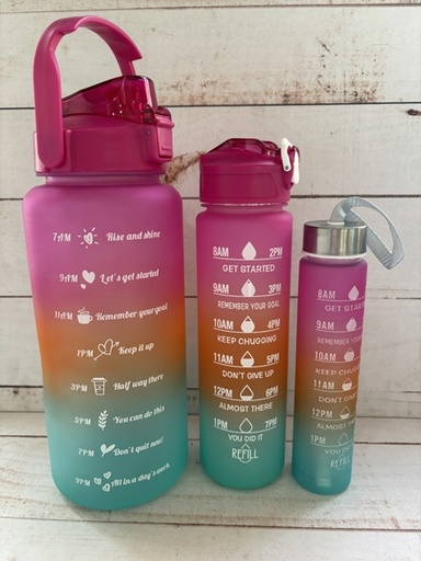 [504203 2026032000236] Botella Motivacional x 3u 2L / 800ml / 300ml (Varios Colores)
