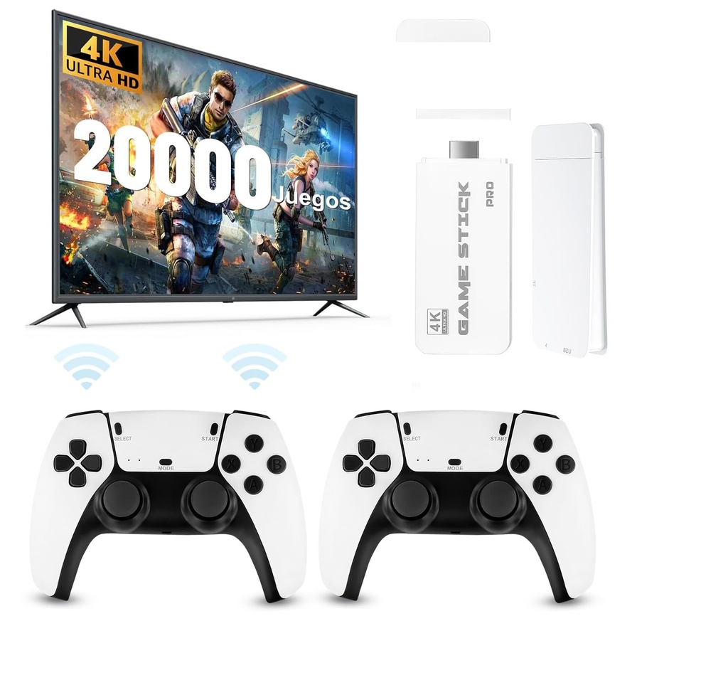 [504225] Consola Inalambrica Retro 2.4G 8K 3D Multijuegos 2 Joysticks 64gb
