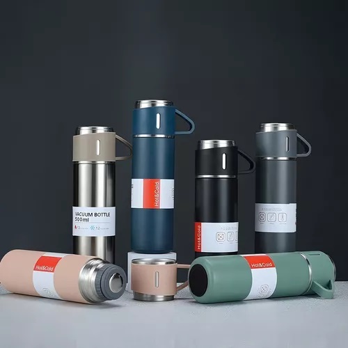 [504273] Termo 500ml + 3 Tazas Termicas Verde