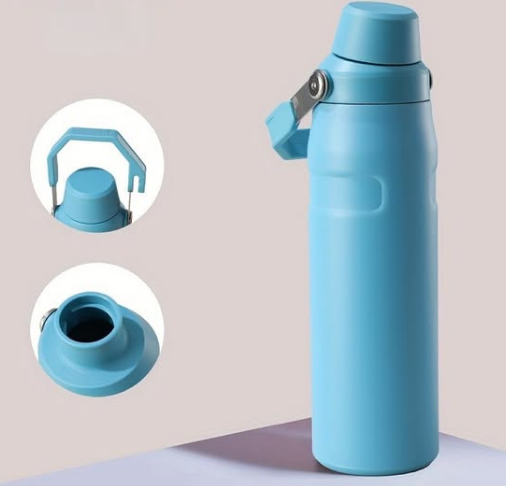 [504450] Botella Termica Doble Tapa con Manija 1000ml (Celeste)