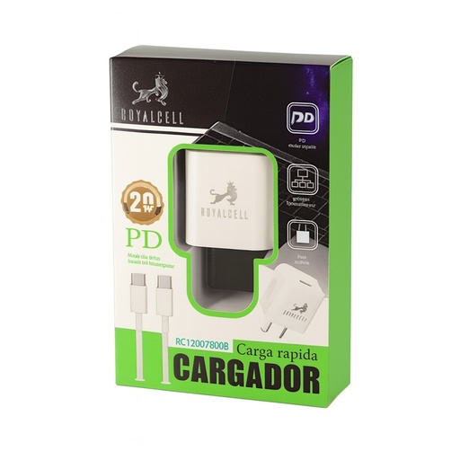 [504458 RC12002800B] Kit Cargador 2 en 1 Royalcell PD 20W Tipo C