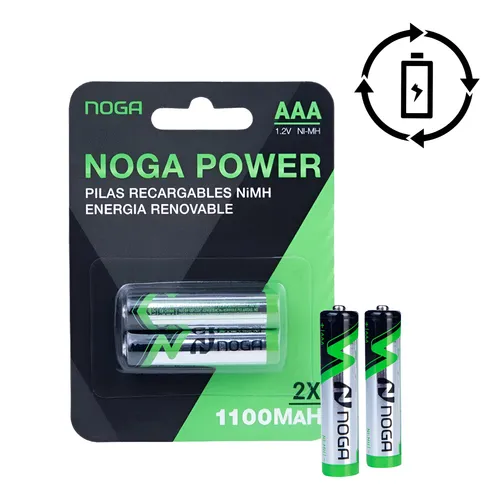 [7798137380753] Pack 2 Pilas Recargables AAA Noga 1100mAh