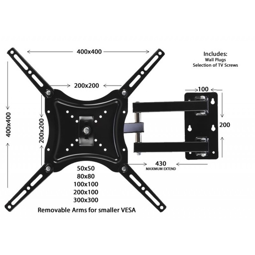 [361359 613207 SP-73007] Soporte TV 14" a 55" con brazo HDL-117B-2 30kg