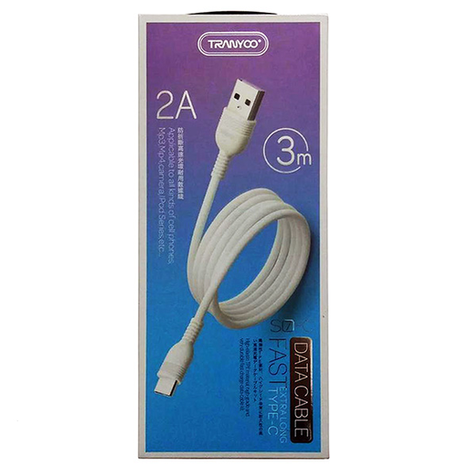 [6970791121618/ 6970791121632] Cable Tipo C carga rapida 2A 3m Tranyco S7-C