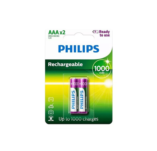 [4895229105140 HR03] Pack 2 Pilas Recargables AAA Philips 1000mAh