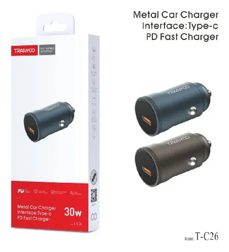 [6970791128792] Cargador 12v 30w PD Tranyoo T-C26