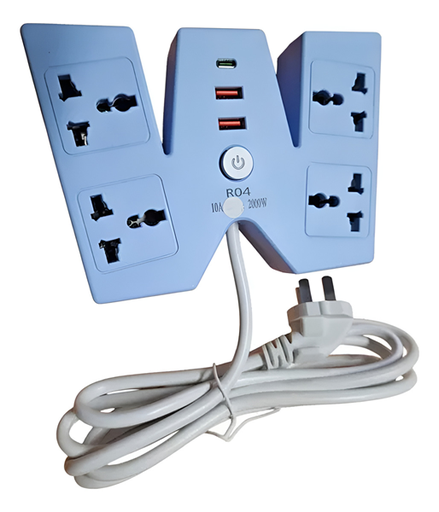 [6290132590041] Zapatilla Toma Corriente 4 tomas 2 Puertos Usb + Usb-C 2m R04