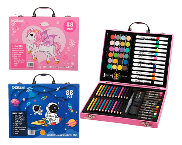 [6974676100910] Maletin Rigido Kit de Arte 88pcs (Celeste)