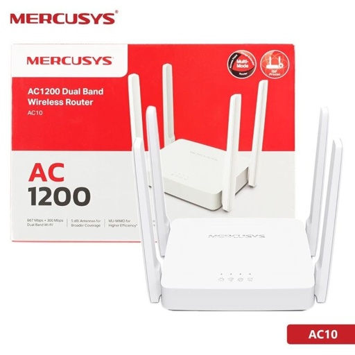 [6935364088040] Router Wifi Mercusys Dual 300+867mbps AC1200 AC10 4 antenas