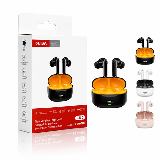 [6290132592397] Auricular Bluetooth 5.4 Doble Seisa EJ-A6101 con Base Cargadora