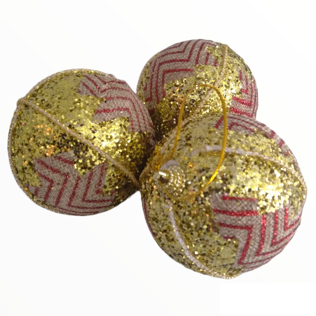 [410668] ADORNO GLOBO DECORADO CON BRILLOS 8 CM x 3 (XM-043)