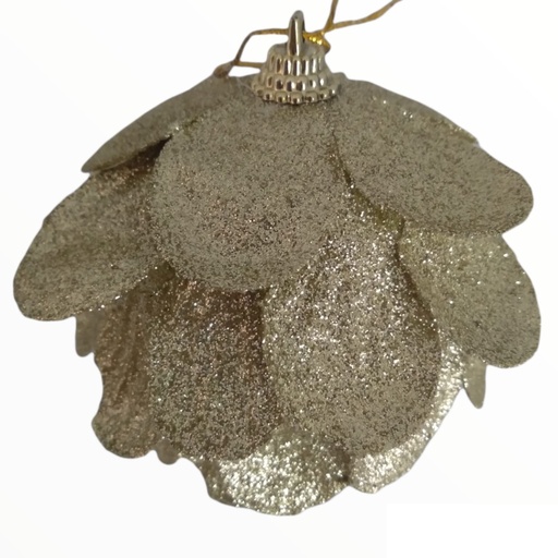 [410611] ADORNO GLOBO DORADO CON PETALOS Y BRILLOS 8CM X 3 (XM-051)