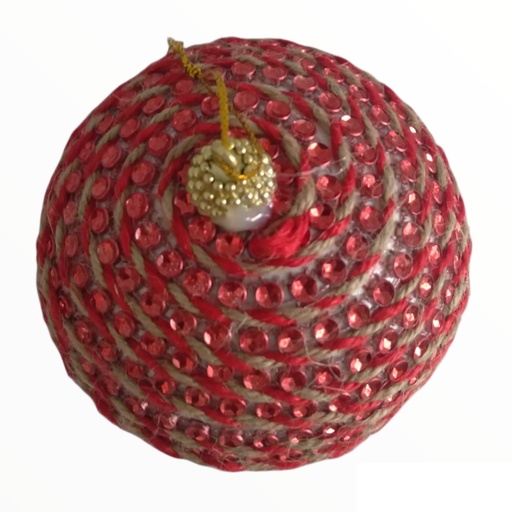 [410635] ADORNO GLOBO ROJO CON CORDON Y STRAS 10 CM X 2 (XM-039)