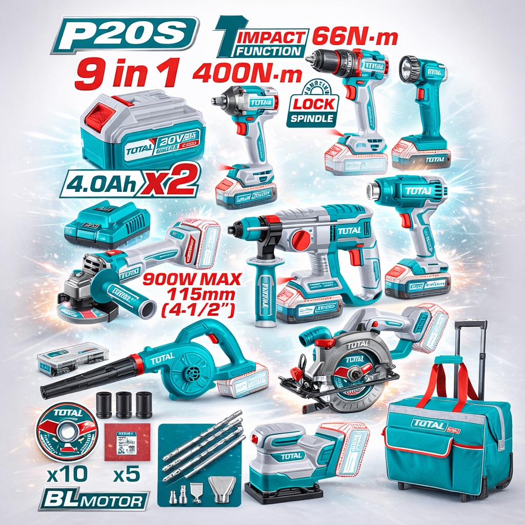 [6932584808977] Kit Herramientas 9 en 1 20v Total