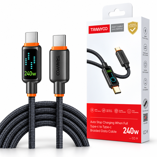 [6970791129645] Cable de Carga Rapida Tipo C a Tipo C 240W Auto Power Tranyoo CC-9