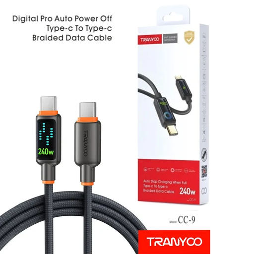 [6970791129645] Cable de Carga Rapida Tipo C a Tipo C 240W Auto Power Tranyoo CC-9