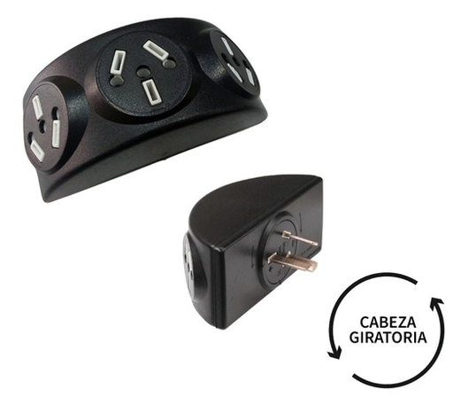 [505253] Enchufe Triple Piramide 220V 360° Patas Argentinas REFORZADO