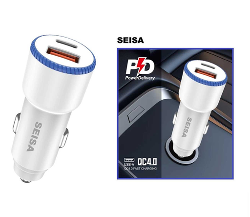 [6290132593998] Cargador 12v 45w Doble Usb QC4.0+ PD Seisa SM-FS449