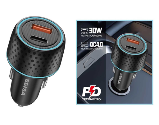 [6290132593981] Cargador 12v 48w Doble Usb QC4.0+ PD Seisa SM-FS448