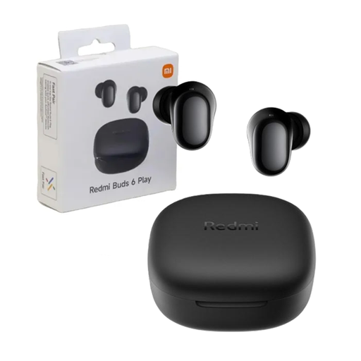 [6941812791240] Auricular Bluetooth 5.4 Doble Xiaomi Redmi Buds 6 Play con Base Cargadora (Negro)