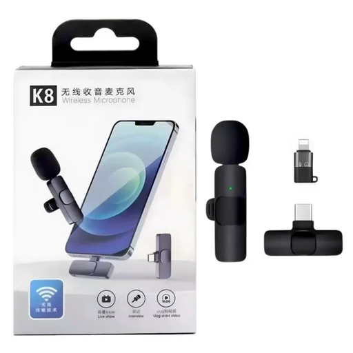 [6882025101153] Microfono Corbatero Inalambrico Tipo C y Lightning K8