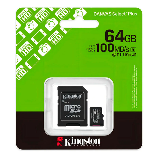 [740617348408] Micro SD 64gb V10 Kingston clase 10 Canvas Select Plus 100MB/s