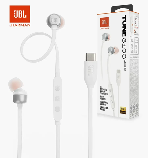 [1200130011191] Auricular Intra manos libres Usb C JBL Tune 310C Blanco (ORIGINAL)