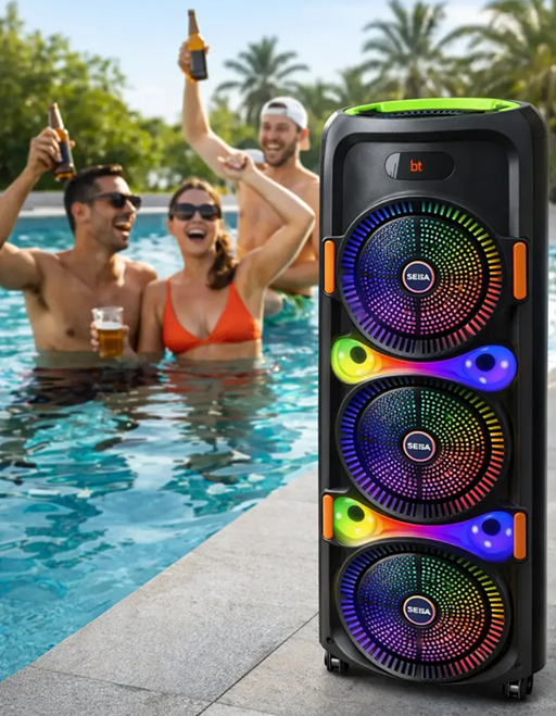 [6290132594995] Parlante Portatil 8"x3 BT Karaoke con Microfono Micro Sd Usb Aux FM YX-S8306 (26x90cm)