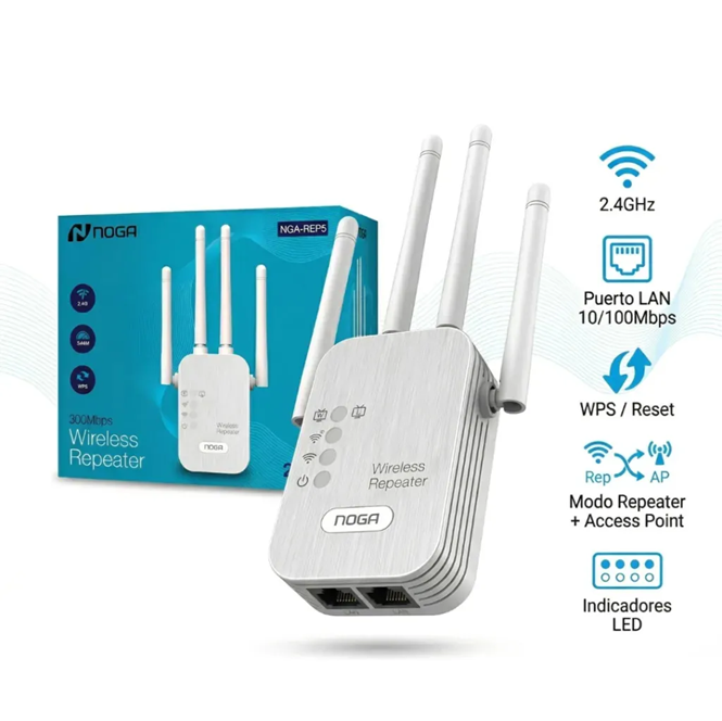 [7798137788074] Mini Router Repetidor Amplificador Señal Wifi 300mbps Noga NGA-REP5