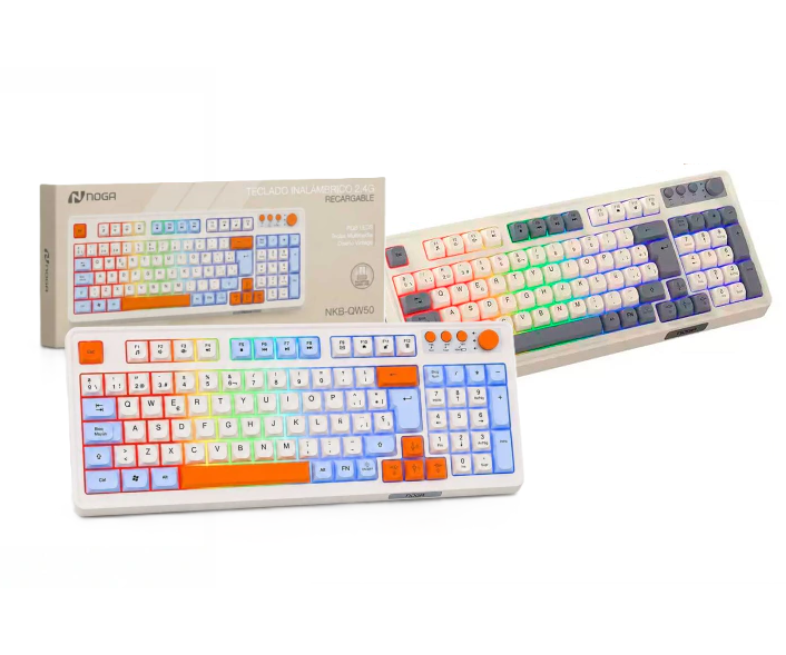 [7798137727626] Teclado Inalambrico Recargable RGB Noga NKB-QW50